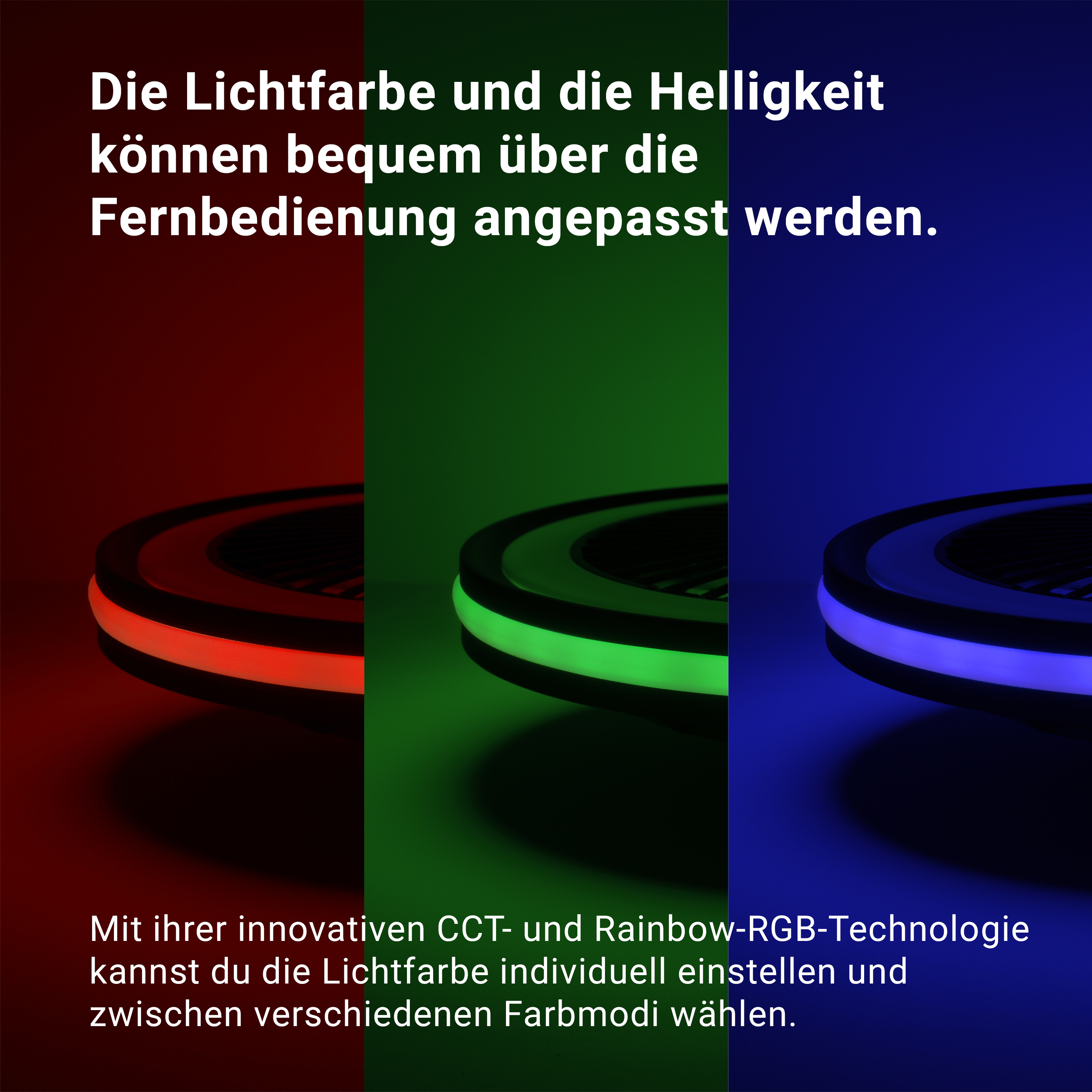 MeLiTec Deckenleuchte mit Ventilator DV06 RGB-Lauflicht, natürlicher Wind, schwarz