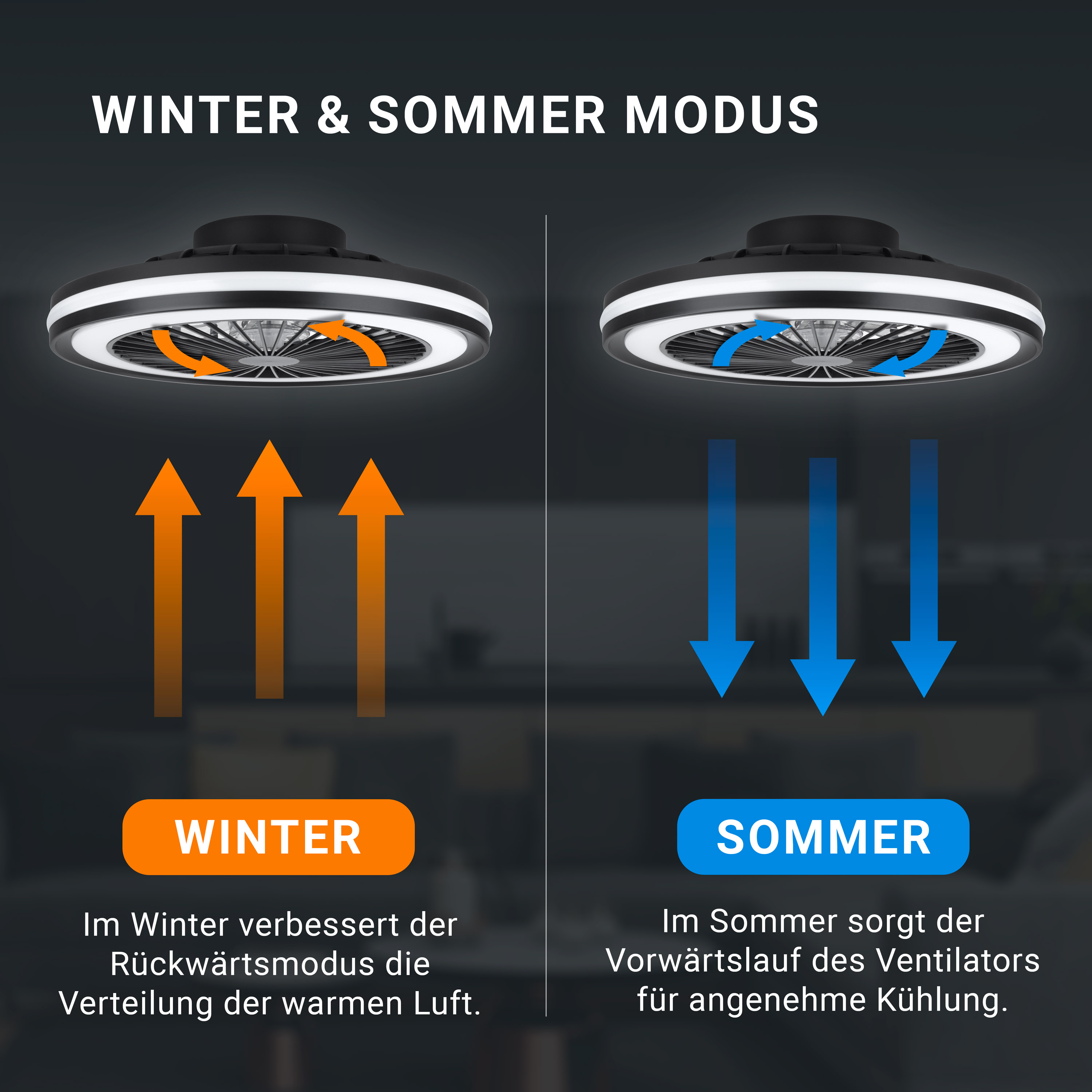 MeLiTec Deckenleuchte mit Ventilator DV06 RGB-Lauflicht, natürlicher Wind, schwarz