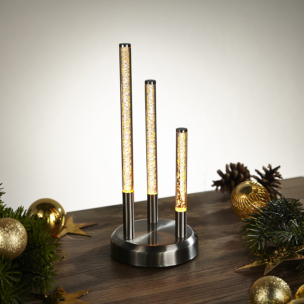 LED Weihnachts Leuchte Fenster/ Tisch SL53, batteriebetrieben, chrom-matt B-Ware