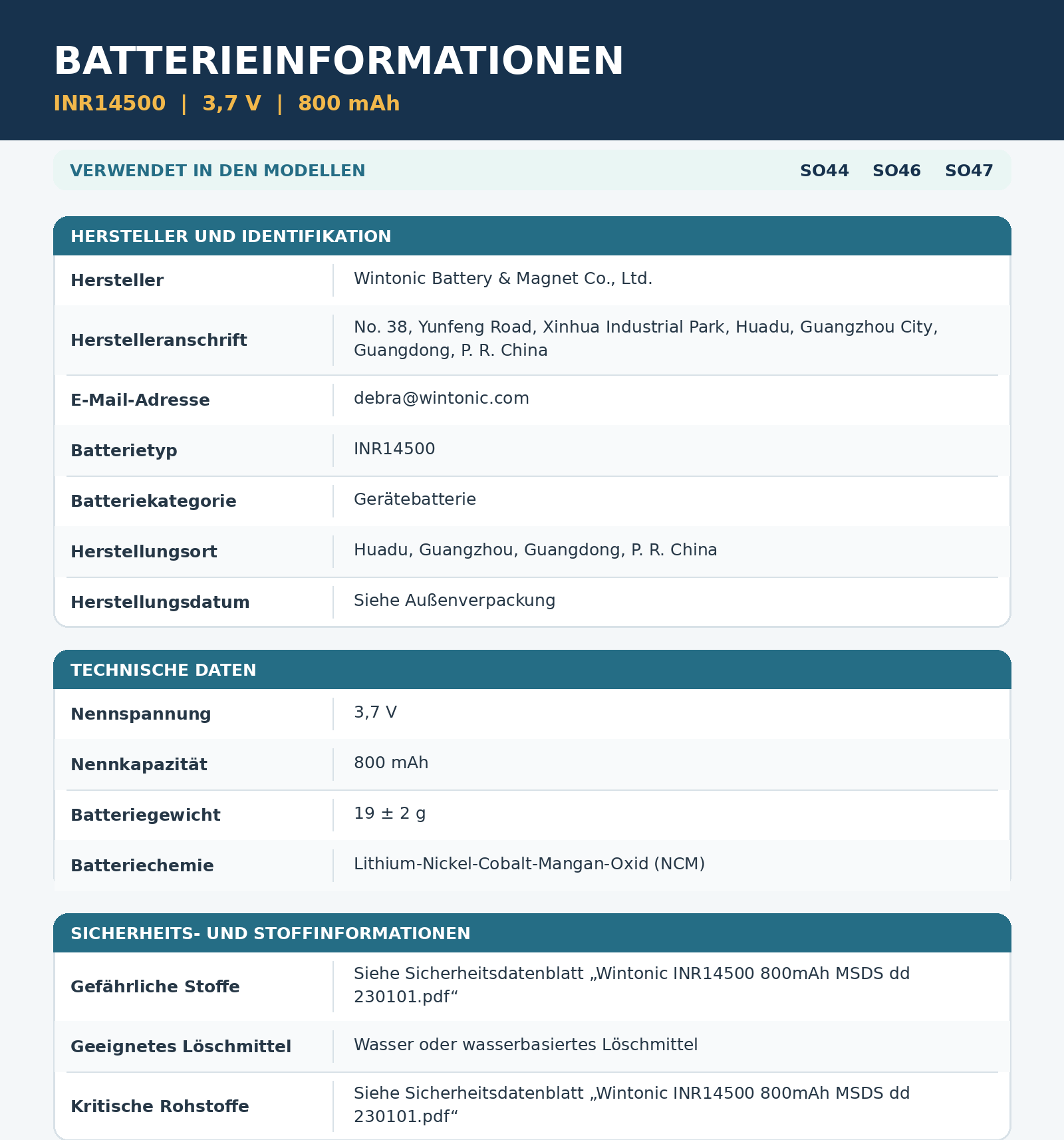 WINTONIC INR14500 Lithium-Ionen-Akku 3,7 V 800 mAh