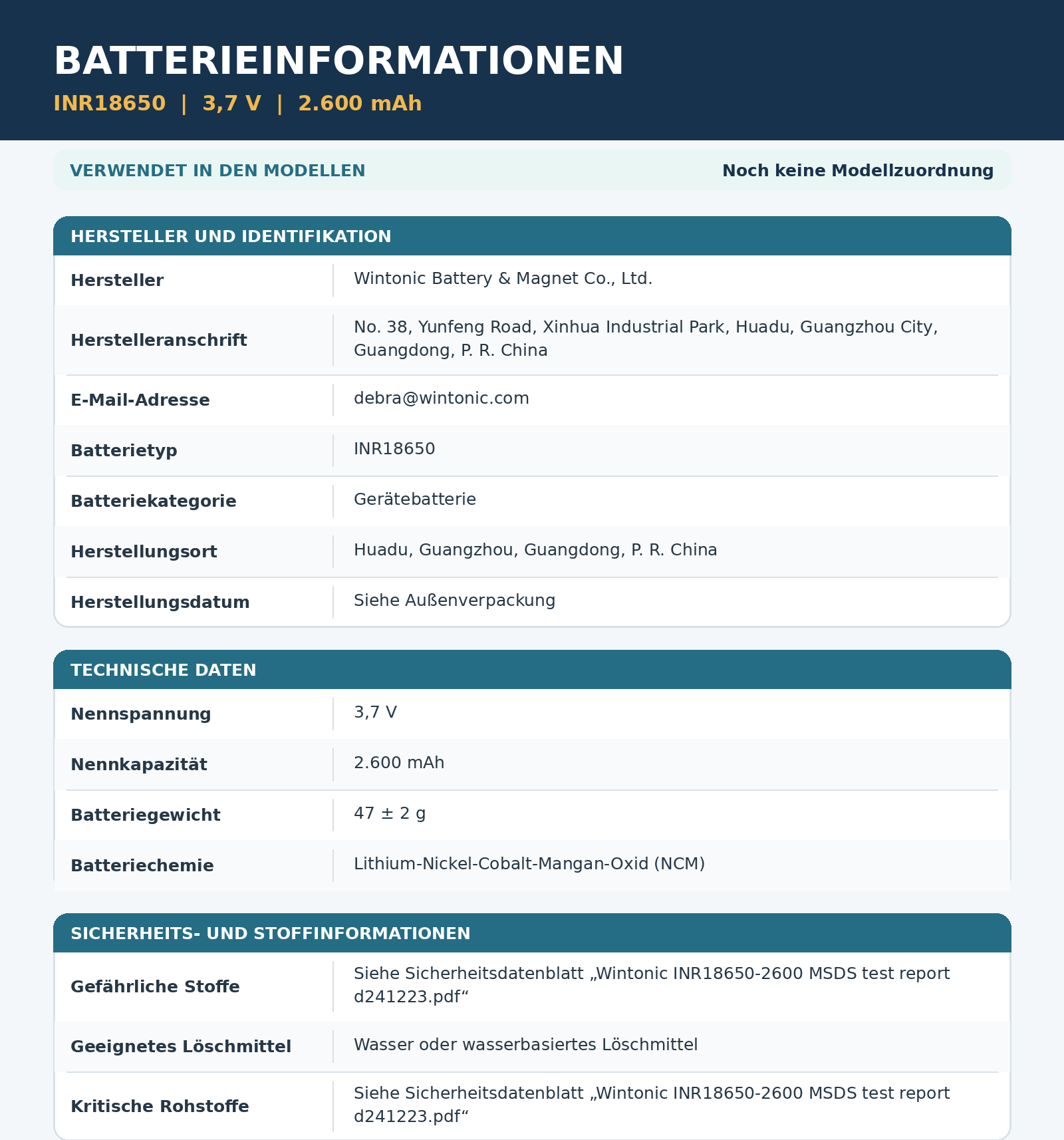 WINTONIC INR18650 Lithium-Ionen-Akku 3,7 V 2600 mAh