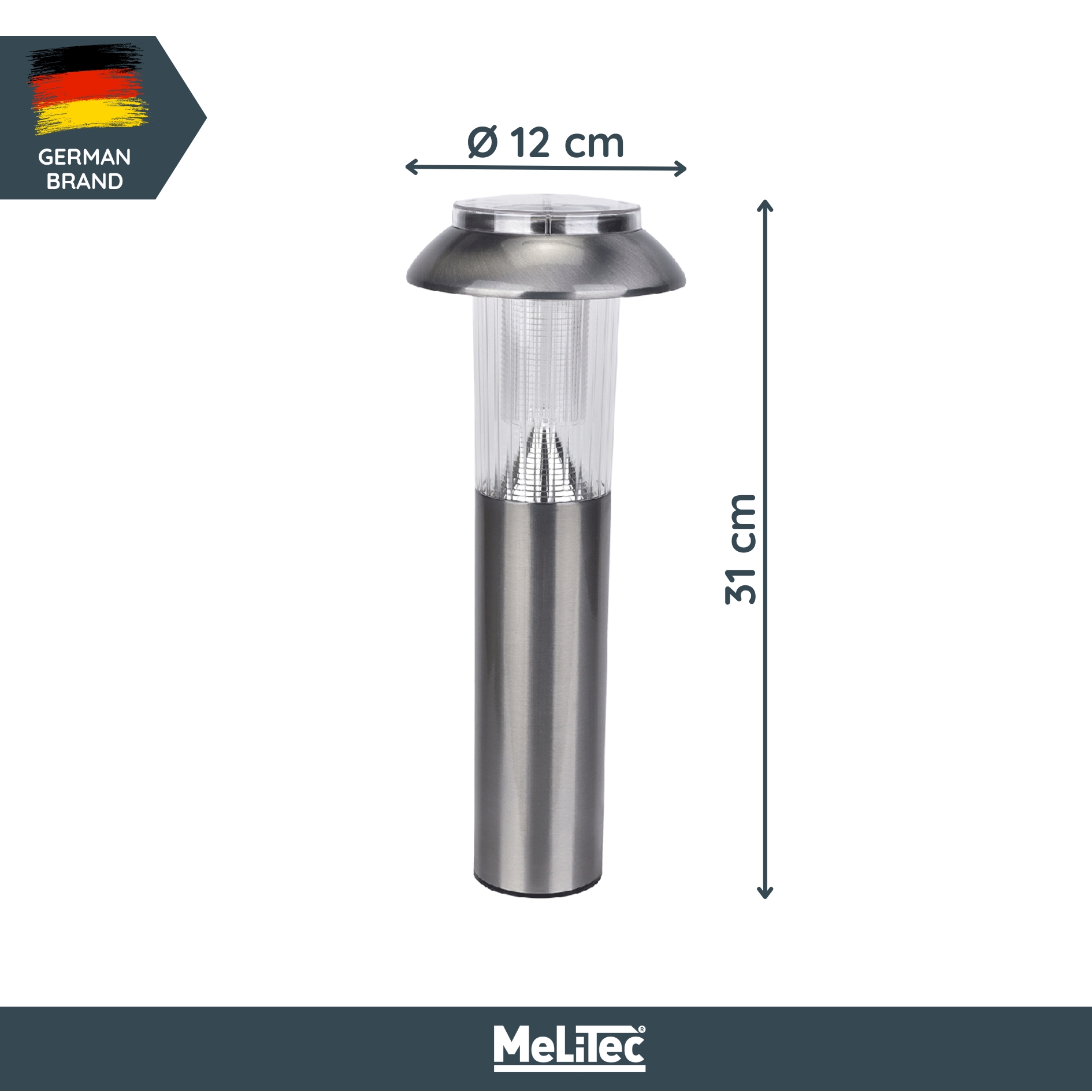 MeLiTec Solar Gartenleuchte SO06-1 Edelstahl matt gebürstet Sinken, Waschbeckenhahn,