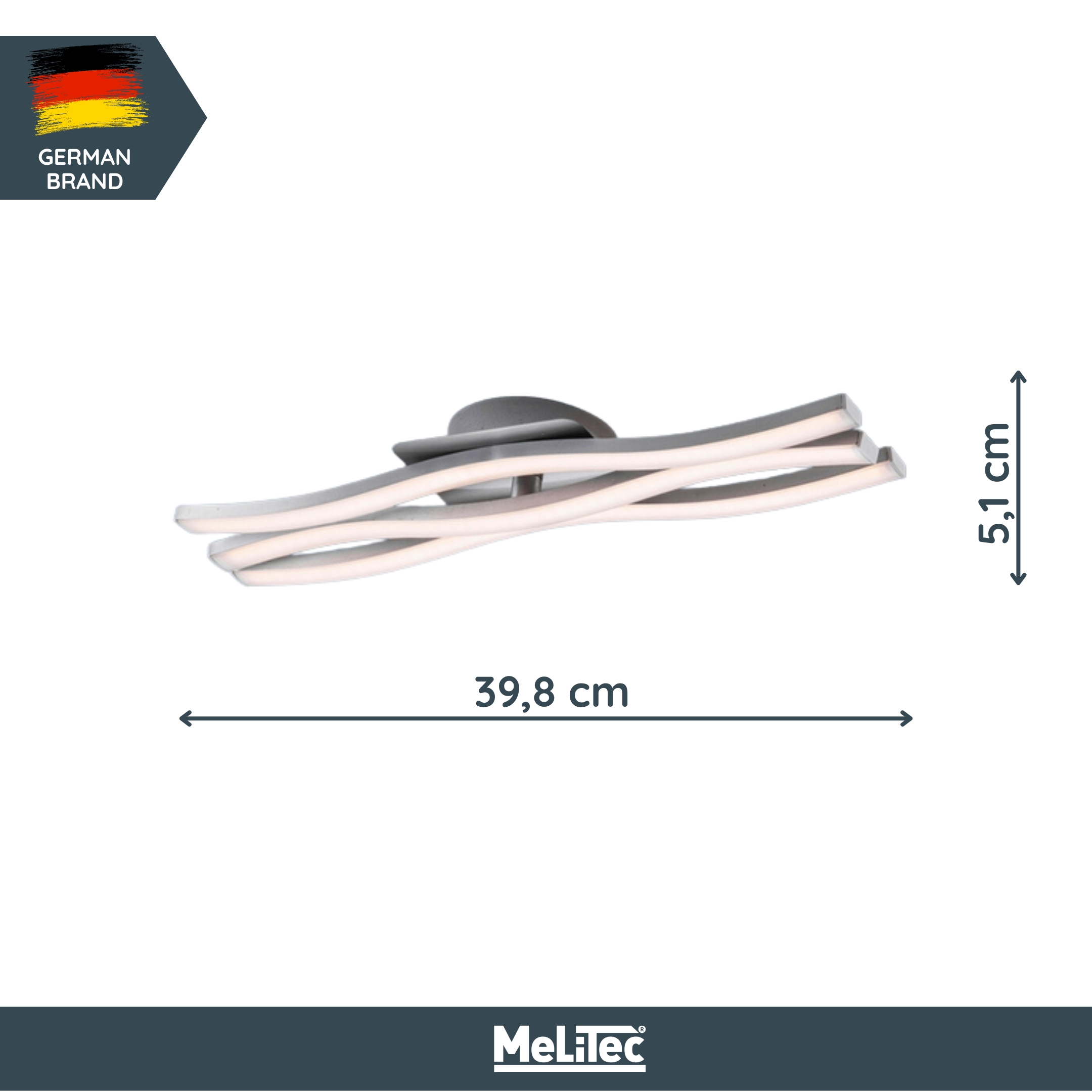 MeLiTec LED-Deckenleuchte D137, moderne Deckenlampe im Wellen-Design, 3-flammig, aus Metall, Nickel matt MeLiTec LED-Deckenleuchte D137, moderne Deckenlampe im Wellen-Design, 3-flammig, aus Metall, Nickel matt
