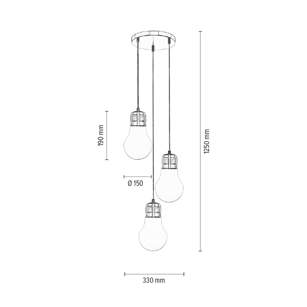 SPOT Light Bulb Pendelleuchte 3xE27 60W Chrom/Weiß Licht,