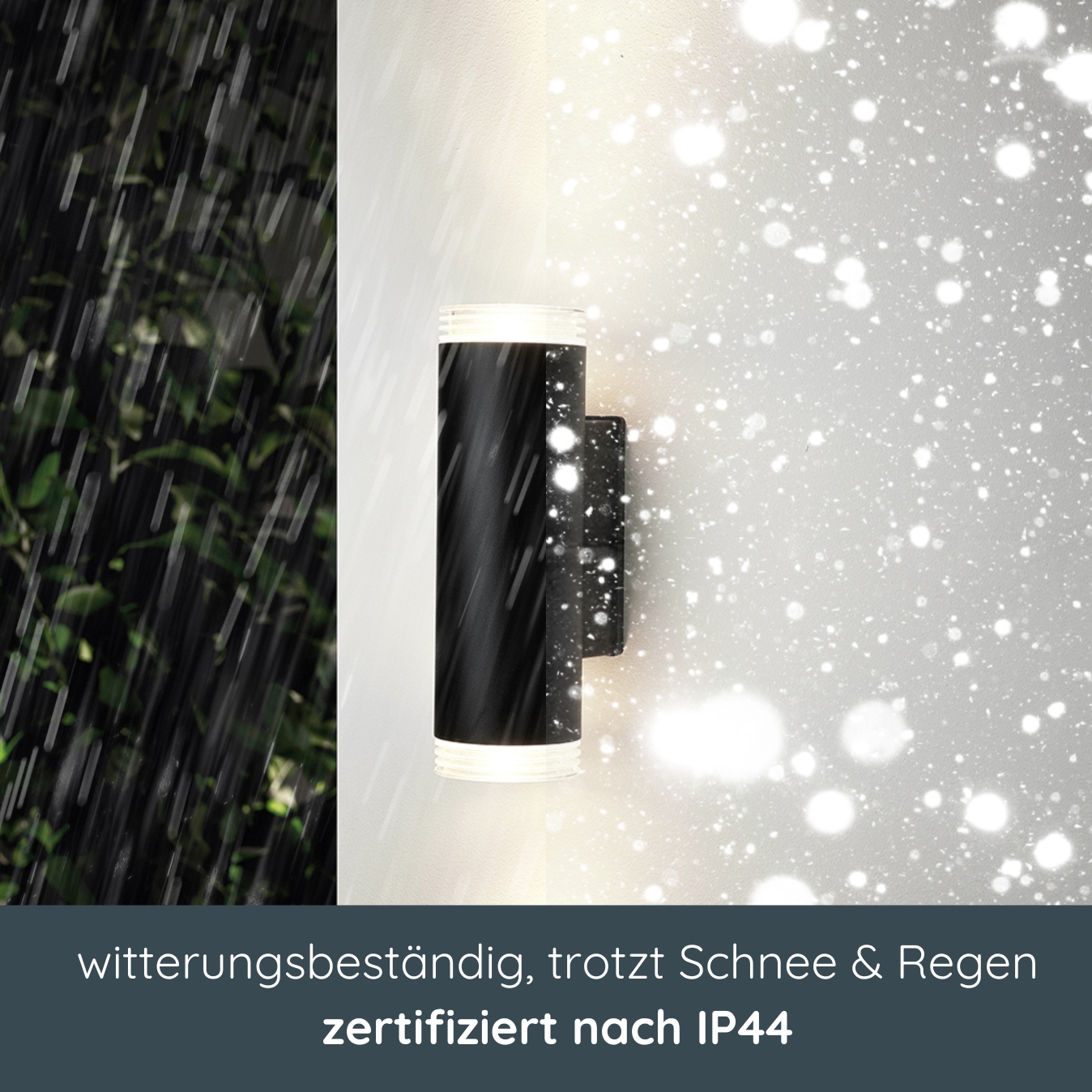 MeLiTec LED-Wandleuchte, Up- and Down-Light rund, schwarz matt, aus Edelstahl, Up and Down Leuchte für innen und außen, IP44, 145-1 Natur, Draußen,