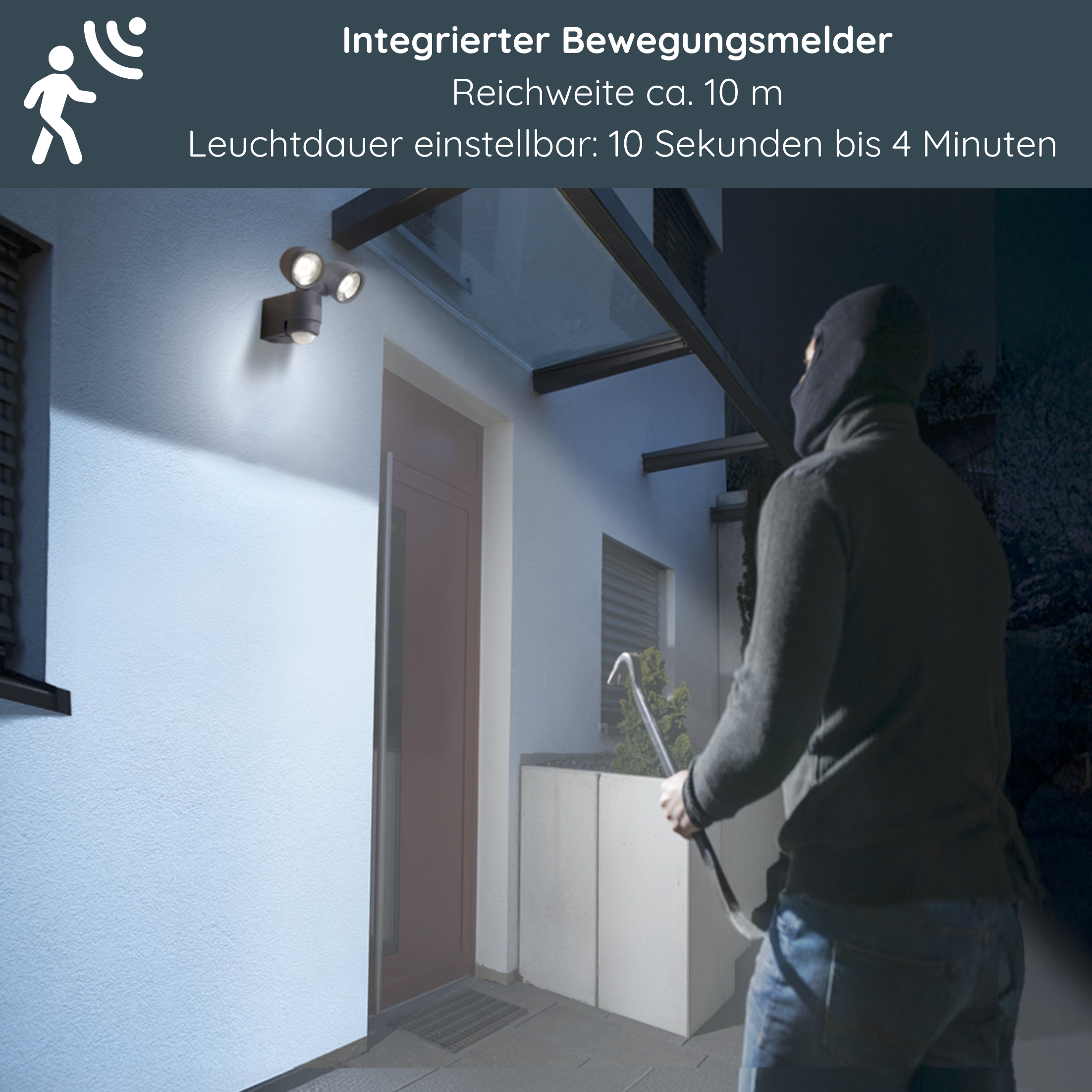 MeLiTec LED Außenwandstrahler mit Bewegungsmelder, Anthrazit, 2 LED Spots, 4000K neutralweiß, IP44, Außenwandlampe, Wandleuchte, Garten, Terrasse & Einfahrt, 127-2 Beleuchtung, Innenarchitektur, Erwachsene, Mann, Person, Beleuchtung, Innenarchitektur, Erwachsene, Mann, Person, Beleuchtung, Innenarchitektur, Erwachsene, Mann, Person,