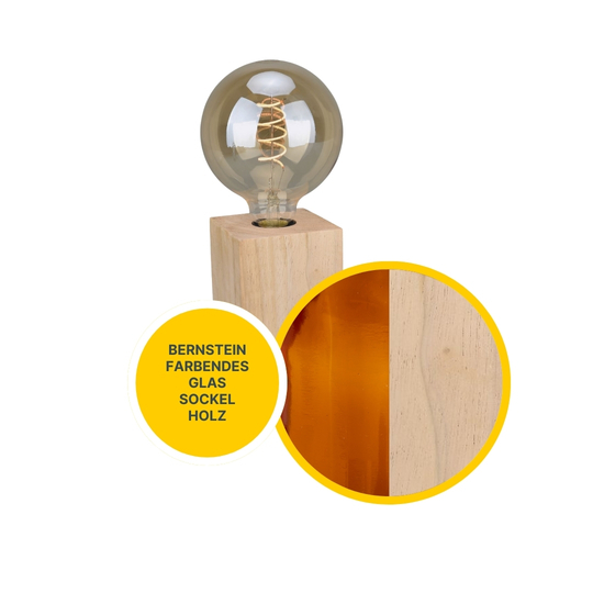 MeLiTec Sockel Tischleuchte Würfel mit Leuchtmittel, Holz braun MeLiTec Sockel Tischleuchte Würfel mit Leuchtmittel, Holz braun
