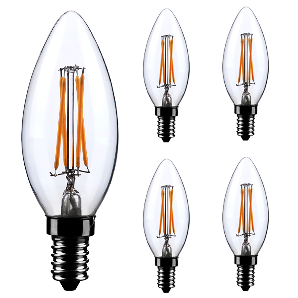 5 Stück  LED Filament Leuchtmittel LF11-1 Kerze 4 Watt