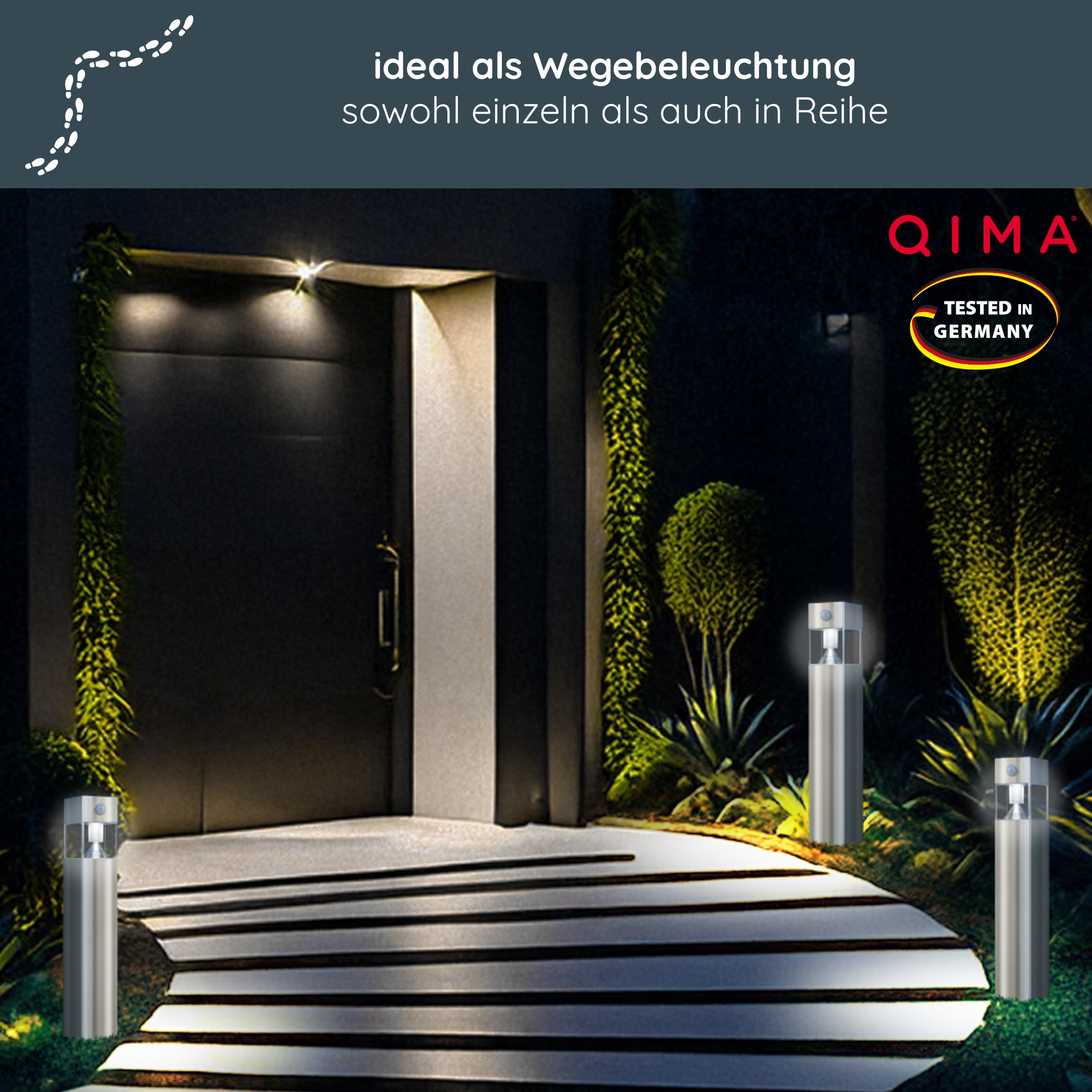 MeLiTec Solar Gartenleuchte SO32 eckig mit Bewegungsmelder, Edelstahl matt gebürstet MeLiTec Solar Gartenleuchte SO32 eckig mit Bewegungsmelder, Edelstahl matt gebürstet