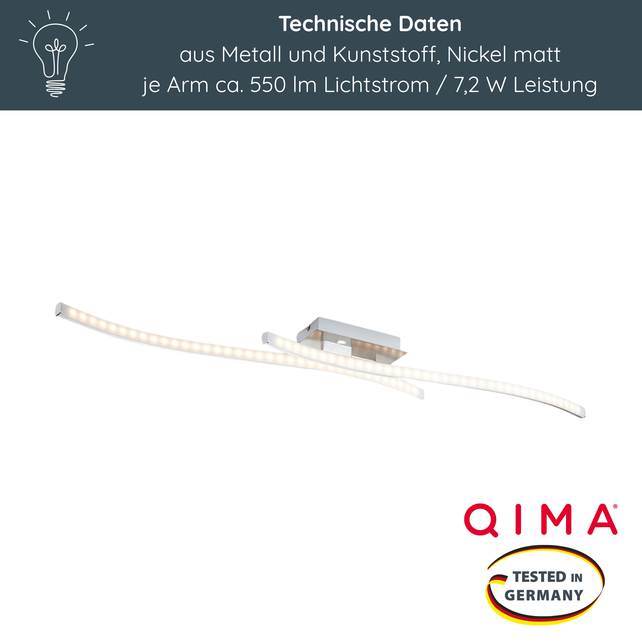  MeLiTec LED Deckenleuchte, nickel matt