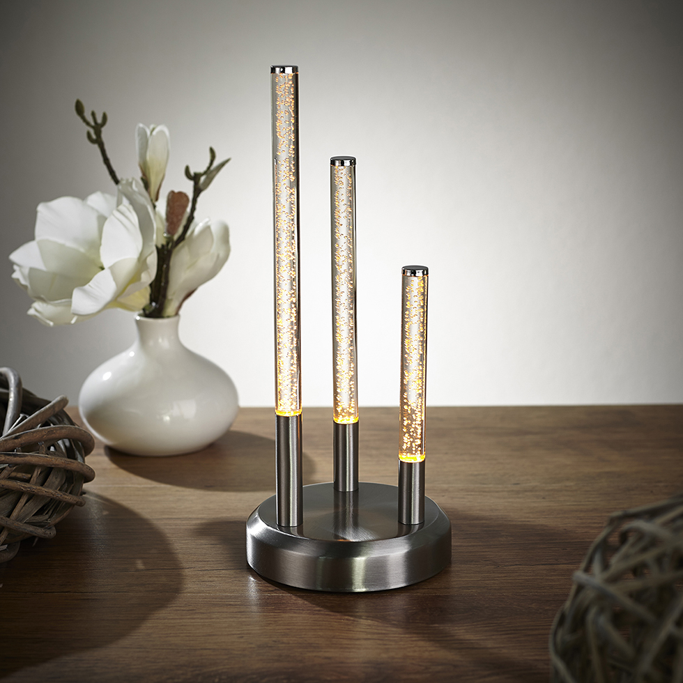 LED Weihnachts Leuchte Fenster/ Tisch SL53, batteriebetrieben, chrom-matt LED Weihnachts Leuchte Fenster/ Tisch SL53, batteriebetrieben, chrom-matt