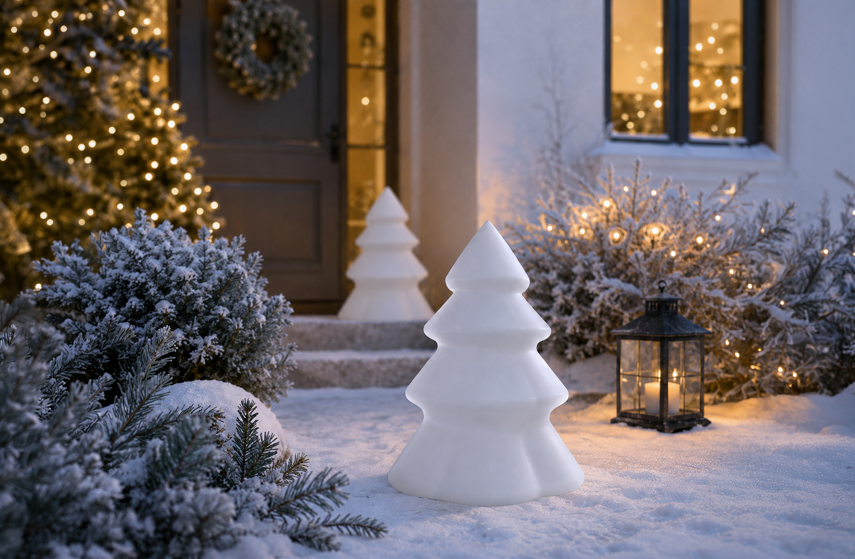 MeLiTec LED Weihnachtsbaum Magic – Weihnachtsdeko mit magischem RGB-Lichteffekt, Weiß & Bernstein, Solar & Fernbedienung