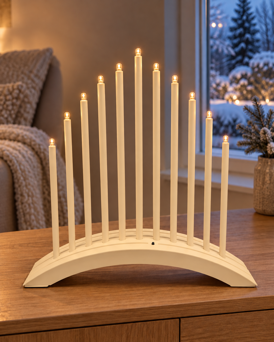 Lichterbogen, LED-Kerzen, elfflammig, cremeweiß, Weihnachtsdeko,