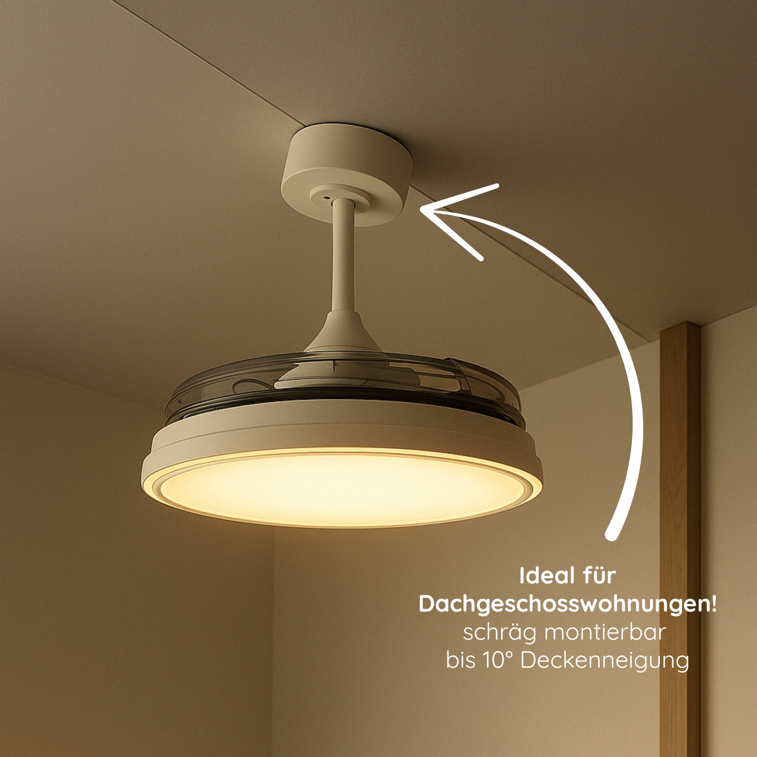 MeLiTec Deckenleuchte mit Ventilator, RGB Laufband, weiß, stufenlos dimmbar, automatisch ausklappbarer Ventilator, DV07 MeLiTec Deckenleuchte mit Ventilator, RGB Laufband, weiß, stufenlos dimmbar, automatisch ausklappbarer Ventilator, DV07