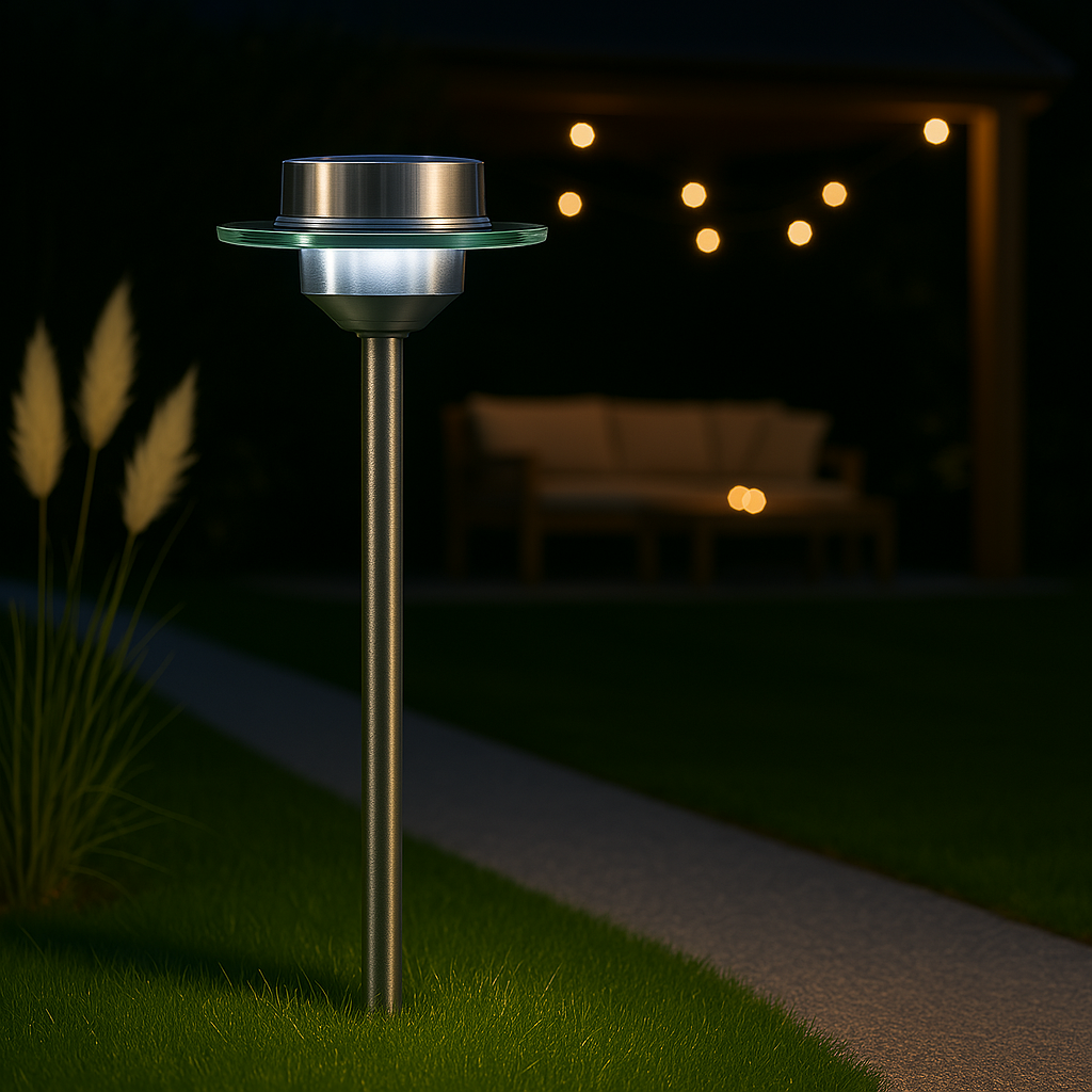 MeLiTec Solar LED Gartenleuchte SO13 Saturn Edelstahl Beleuchtung, Gras, Pflanze, Lampe, Bank,