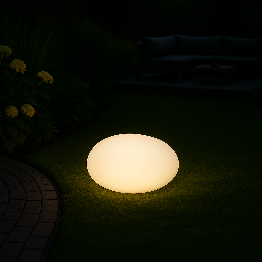 MeLiTec RGB Solar-Gartenleuchte LK02-4 flache Kugel 35cm, USB Sphäre, Beleuchtung, Nacht, Lampe, Gehweg,