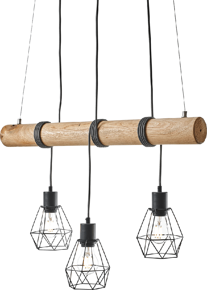 MeLiTec Holz Pendelleuchte DP17 3-flammig, schwarz MeLiTec Holz Pendelleuchte DP17 3-flammig, schwarz