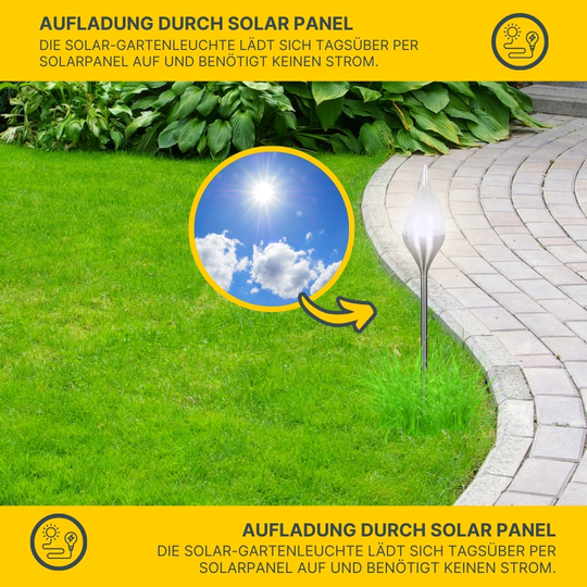 MeLiTec Solar Gartenfackel SO35 Flackereffekt Edelstahl matt-gebürstet