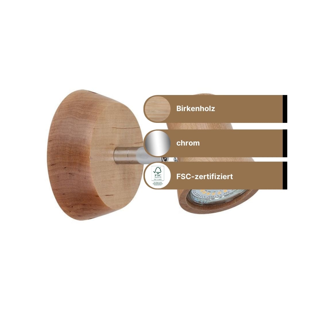 SPOT Light Venla Wandleuchte Incl. 1xLED GU10 4,5W 360lm 3000K Birke SPOT Light Venla Wandleuchte Incl. 1xLED GU10 4,5W 360lm 3000K Birke