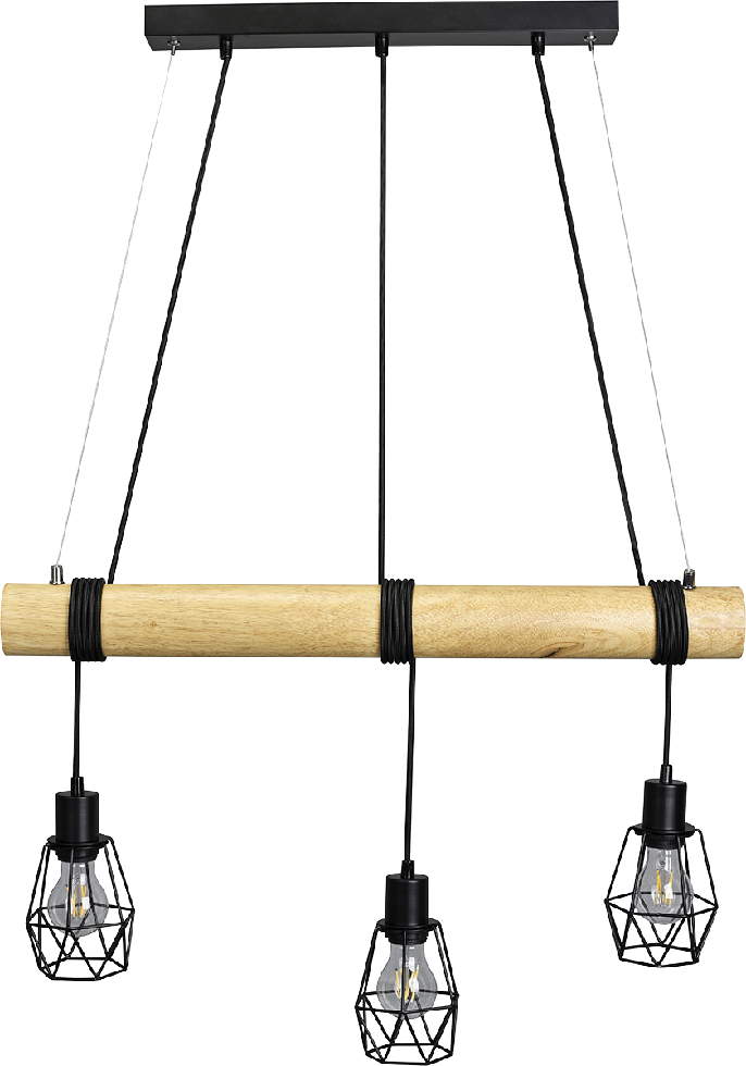 MeLiTec Holz Pendelleuchte DP17 3-flammig, schwarz MeLiTec Holz Pendelleuchte DP17 3-flammig, schwarz