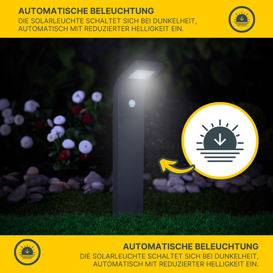 MeLiTec Solar Gartenleuchte SO44, Bewegungsmelder, schwarz