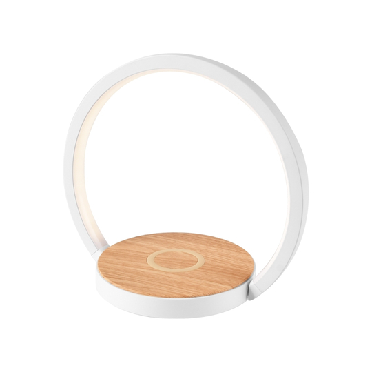 MeLiTec Nachttischleuchte LightBase, Handy kabellos aufladen, weiß Holz,
