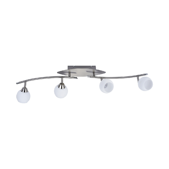 LED Deckenleuchte D123 | 4x LED Spots schwenkbar | nickel-matt | Glas weiß gestreift | warmweiß 3000K | MeLiTec Deckenleuchte, Leuchte,