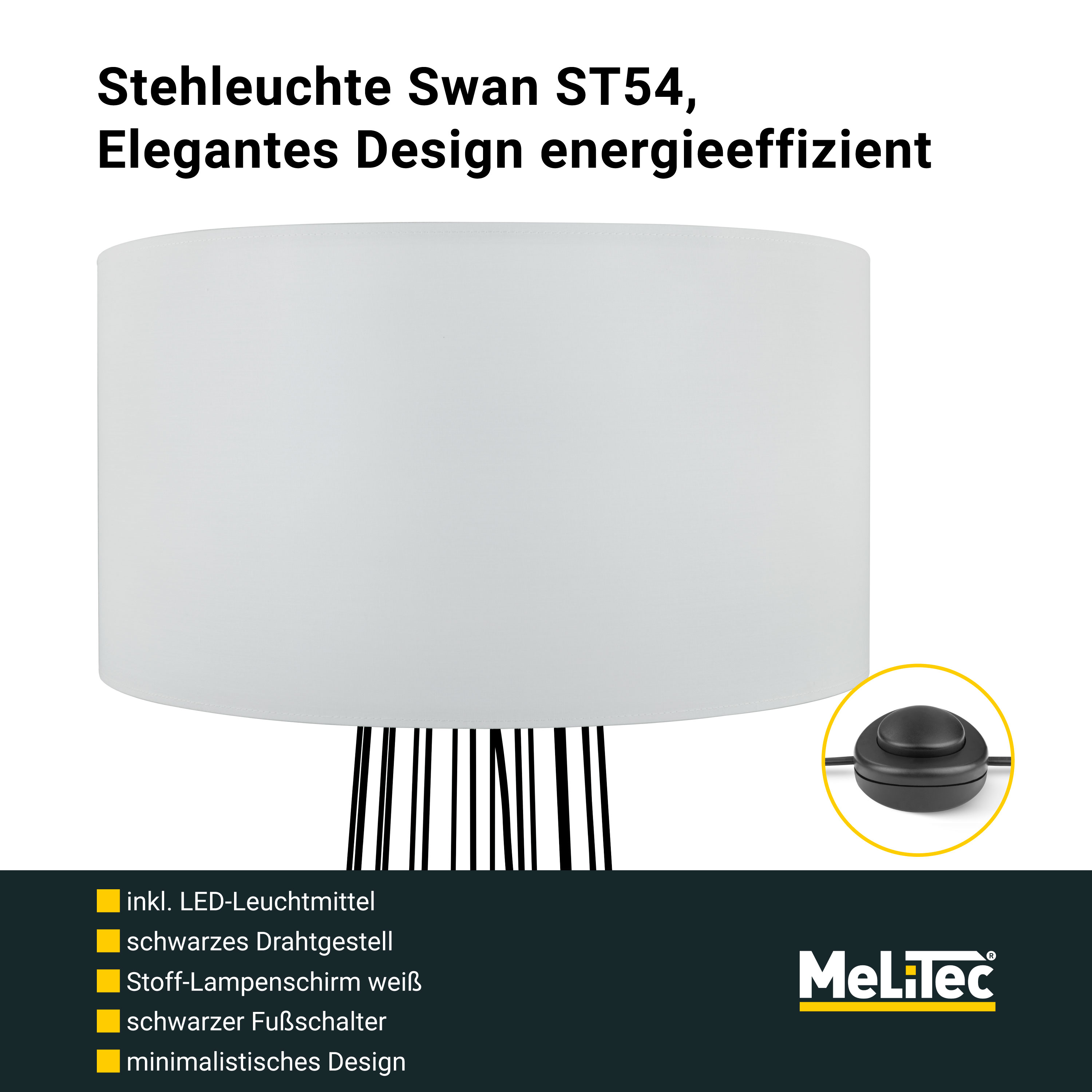 MeLiTec Stehlampe Wohnzimmer ST54, Zeitloses Design, LED Stehlampe 