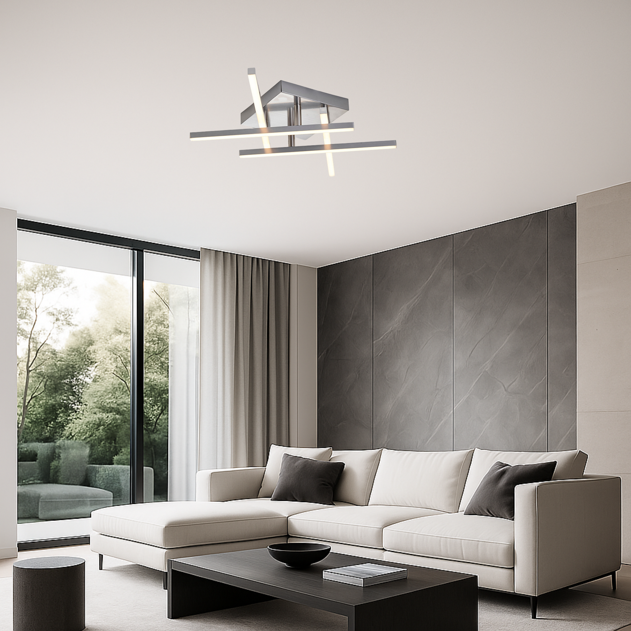 MeLiTec LED Deckenleuchte D121, schwenkbare Arme, nickel-matt