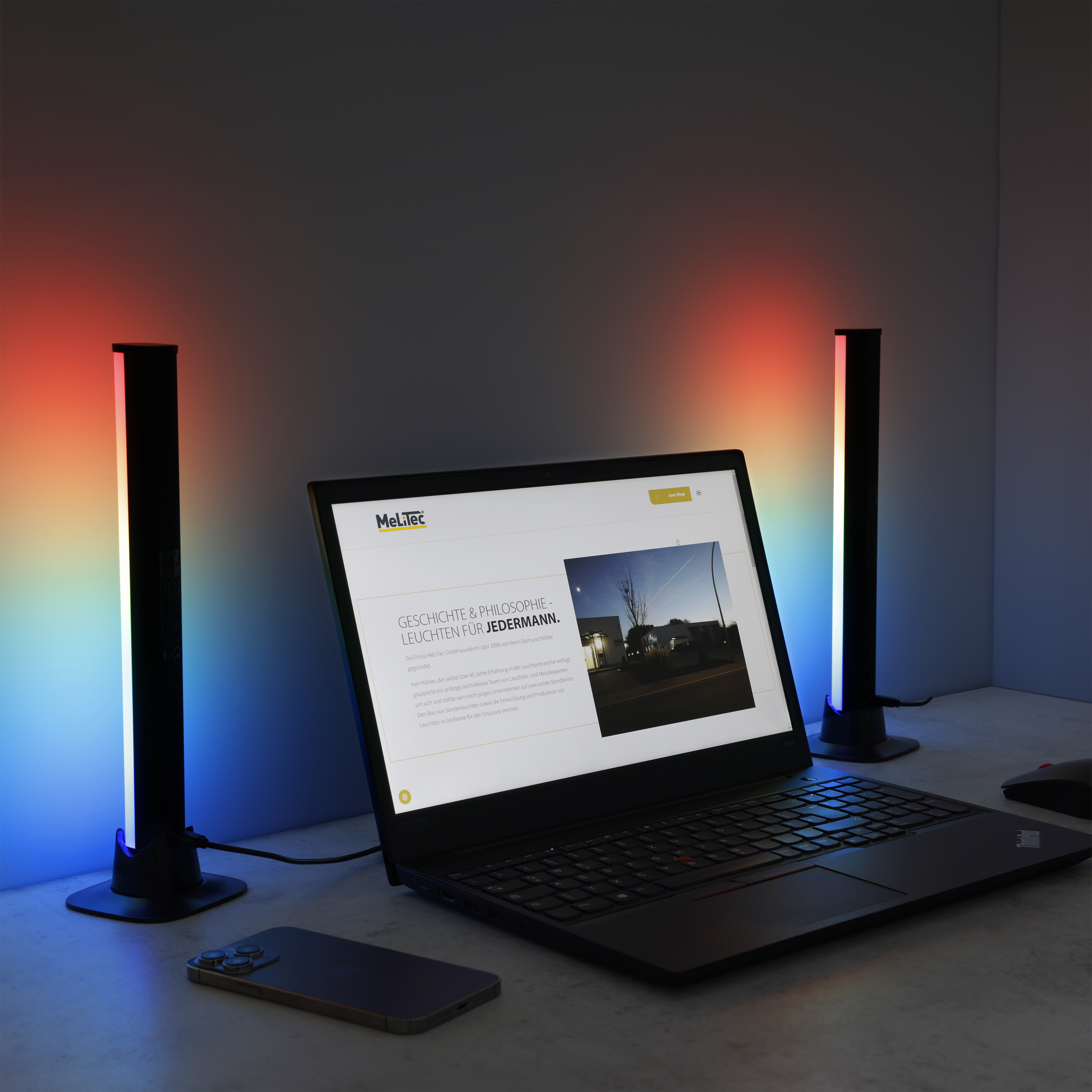 MeLiTec Bluetooth RGB Tischleuchten "MeLiQualizer" 2er Set