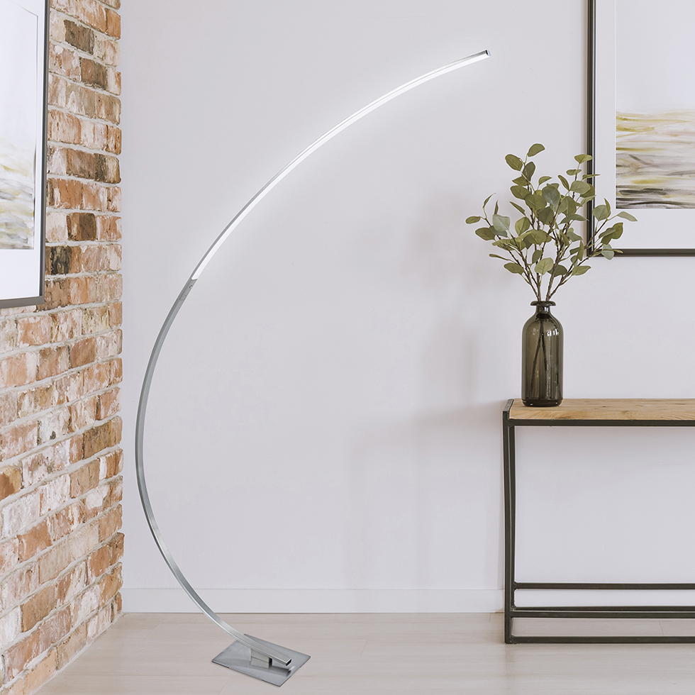  MeLiTec LED Stehleuchte ST26-1, mit integriertem Dimmer, nickel matt
