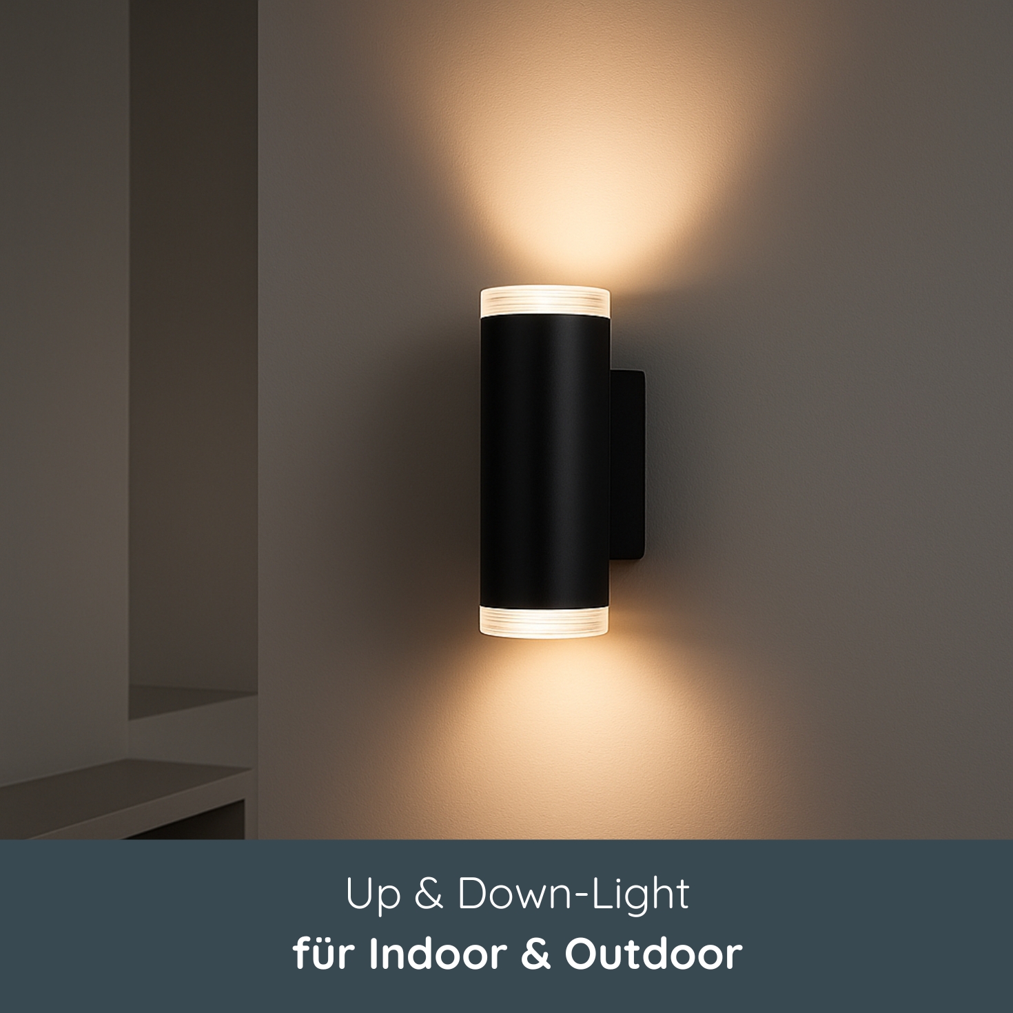 MeLiTec LED-Wandleuchte, Up- and Down-Light rund, schwarz matt, aus Edelstahl, Up and Down Leuchte für innen und außen, IP44, 145-1 Beleuchtung, Lampe,