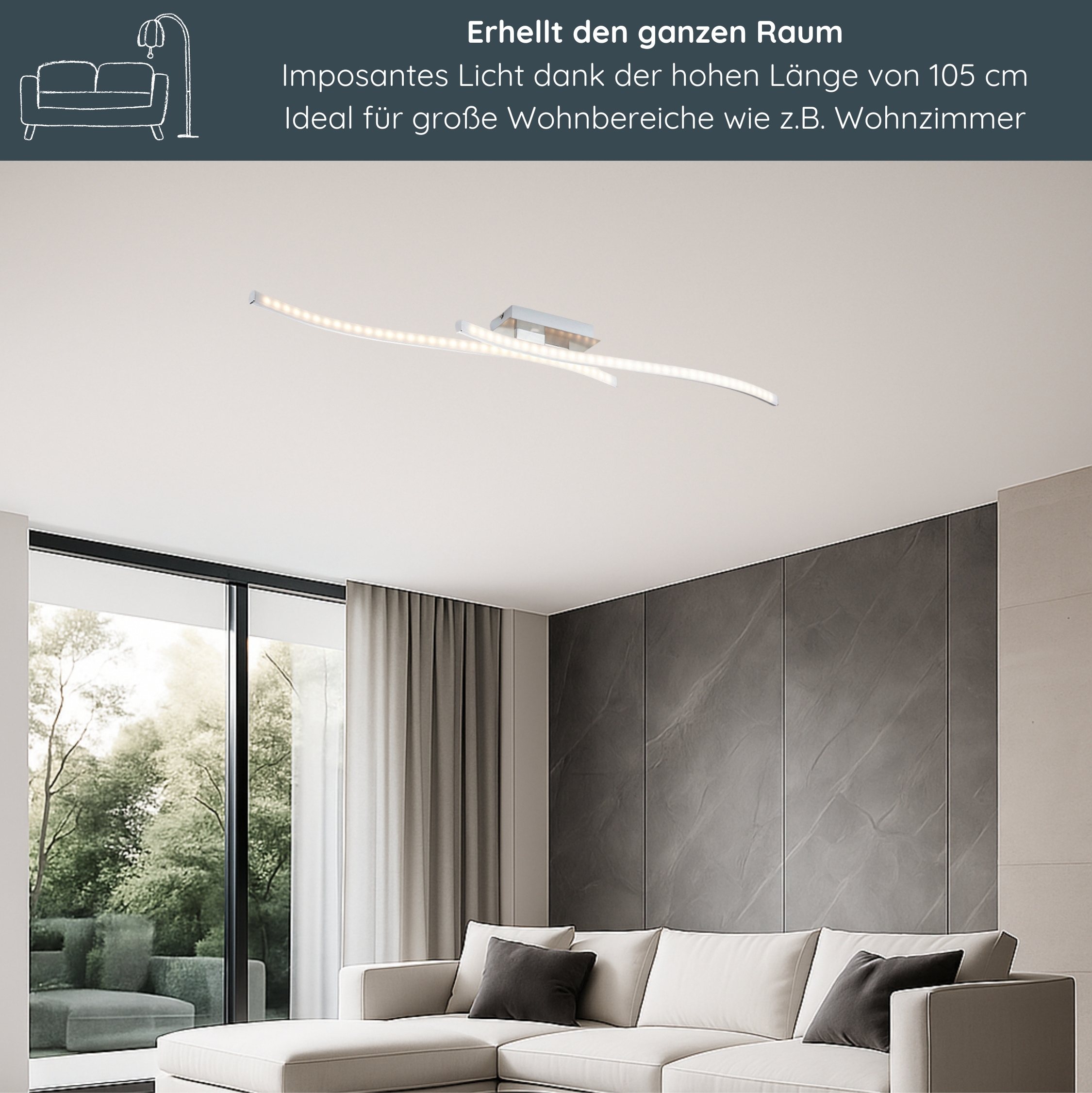 MeLiTec LED Deckenleuchte D100, nickel matt Innenarchitektur, Mobiliar, Wohnzimmer, Couch, Deckenleuchte,