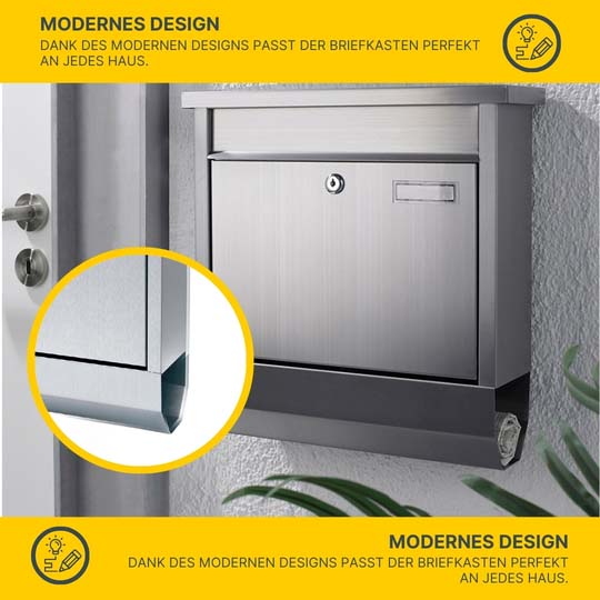 MeLiTec Edelstahl Briefkasten Modell E, Edelstahl matt gebürstet MeLiTec Edelstahl Briefkasten Modell E, Edelstahl matt gebürstet