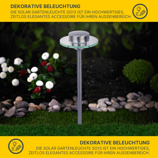 MeLiTec Solar LED Gartenleuchte SO13 Saturn Edelstahl