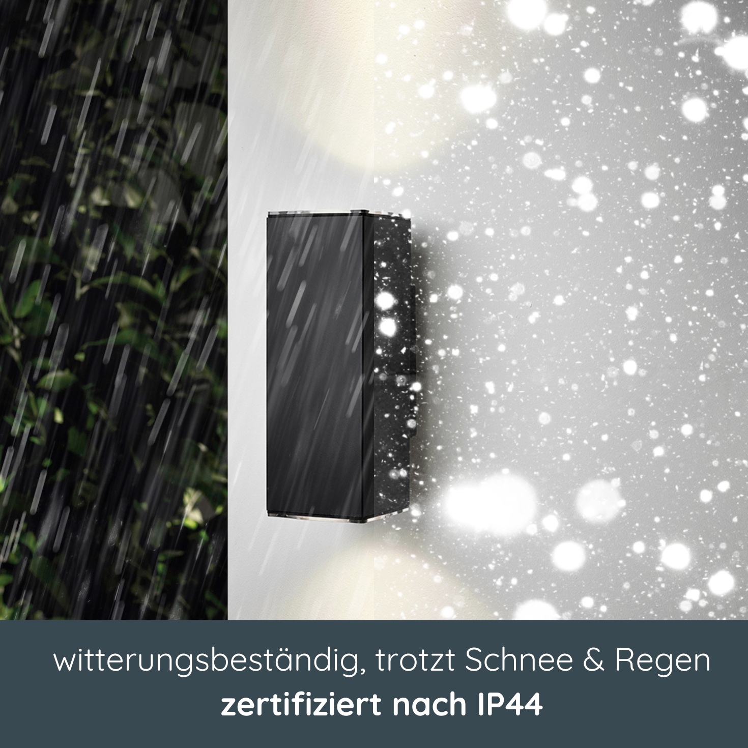 MeLiTec LED-Wandleuchte, Up and Down-Leuchte für außen und innen, aus Edelstahl, eckig, schwarz matt, IP44, Wandlampe, 146-1 Natur, Draußen,