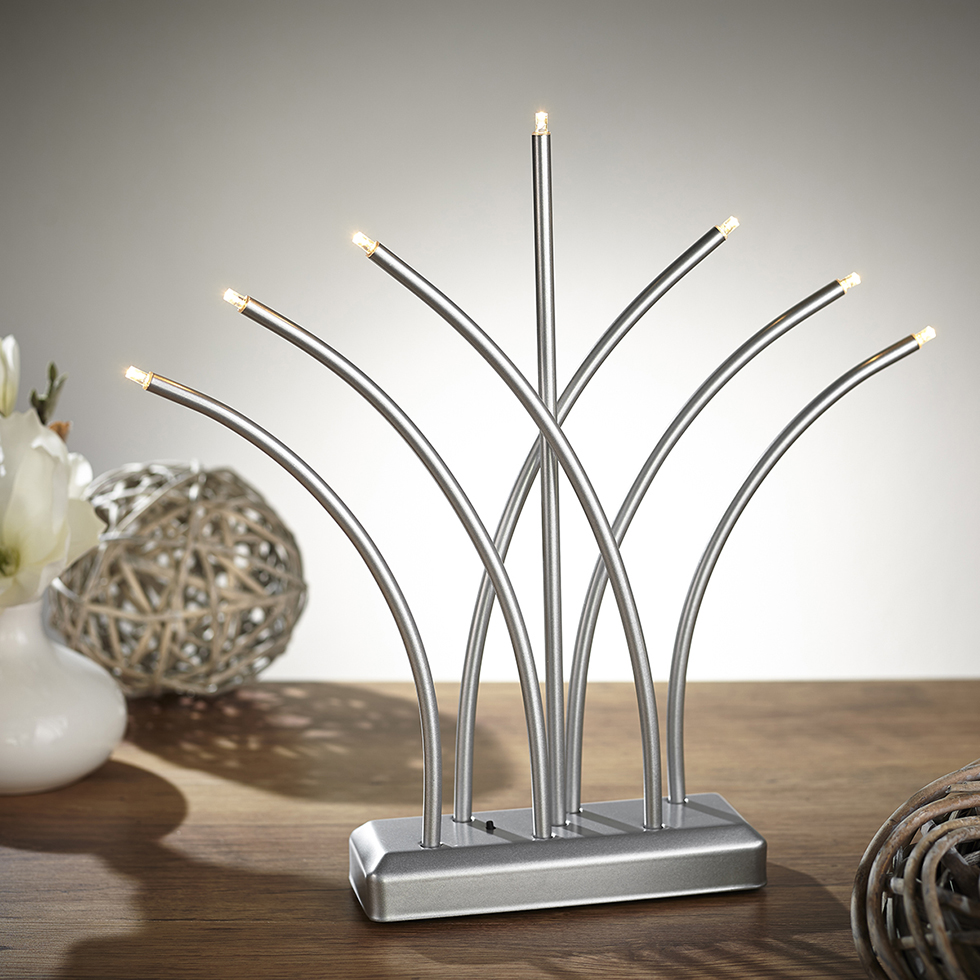 MeLiTec LED Weihnachtliche Beleuchtung SL51-1 Fächer, chrom-matt Kerze,