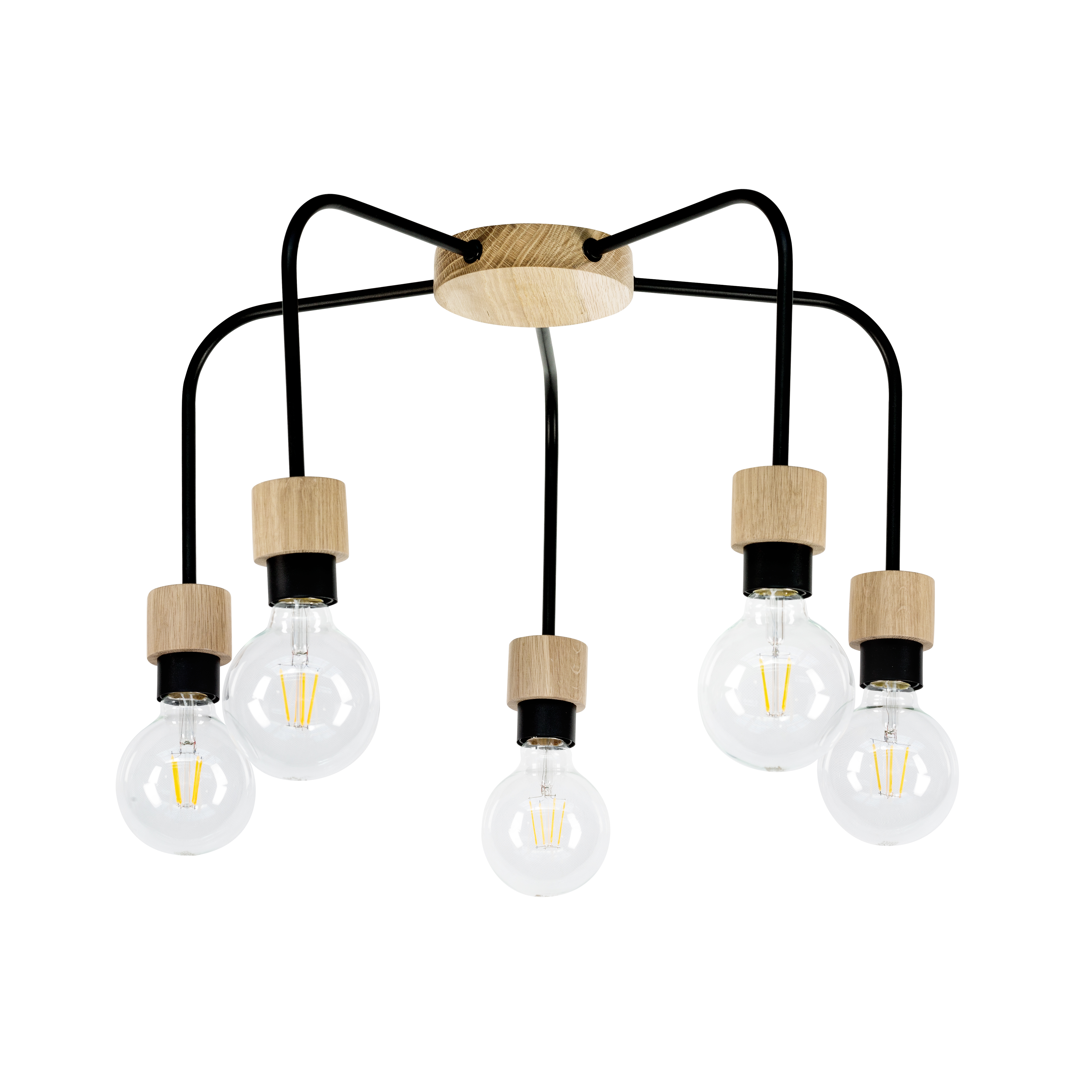 SPOT Light Eclat Deckenleuchte 5xE27 Max.40W Eiche Geölt/Schwarz SPOT Light Eclat Deckenleuchte 5xE27 Max.40W Eiche Geölt/Schwarz