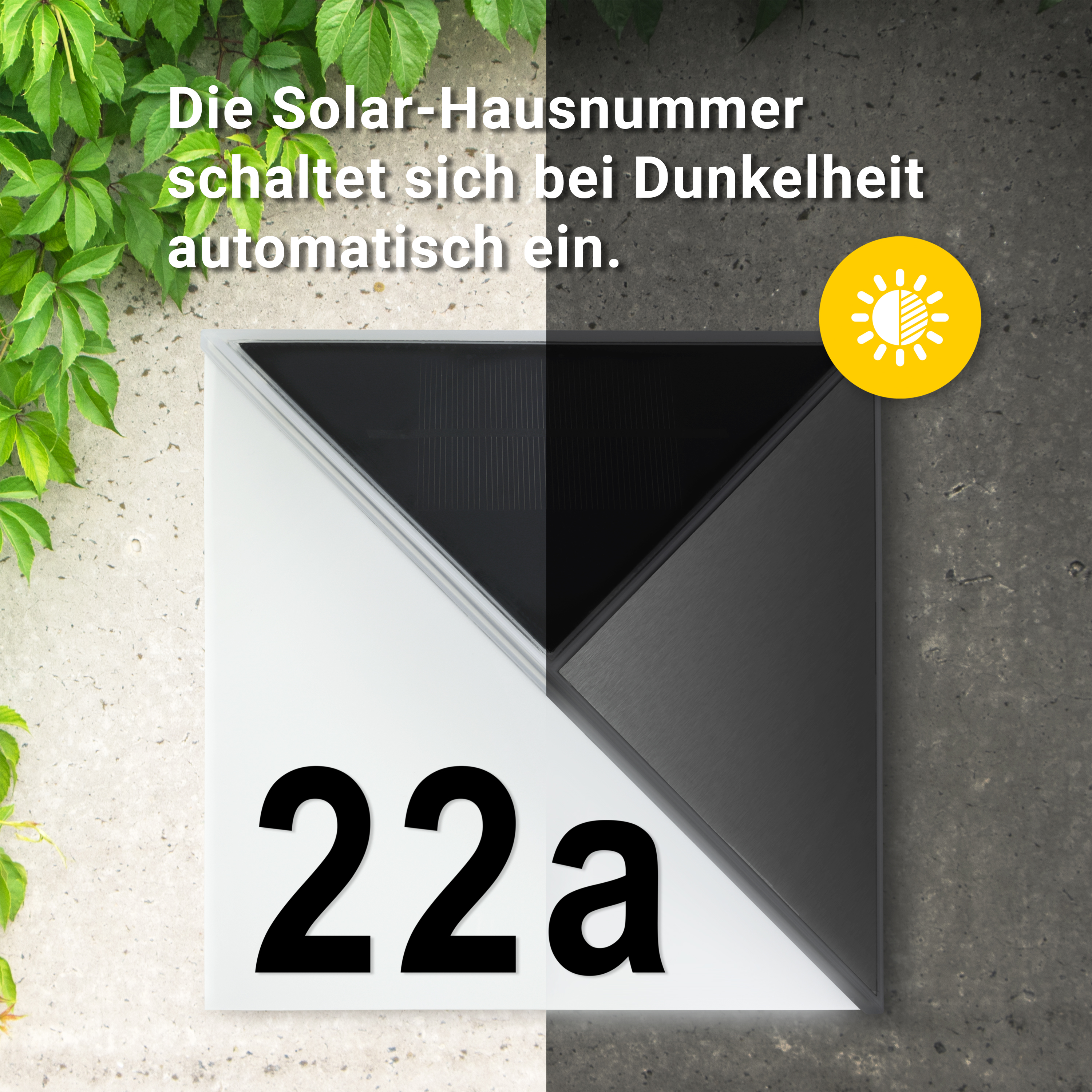 MeLiTec Solar LED Hausnummer SH07, Edelstahl Postfach, Symbol, Text, Nummer,