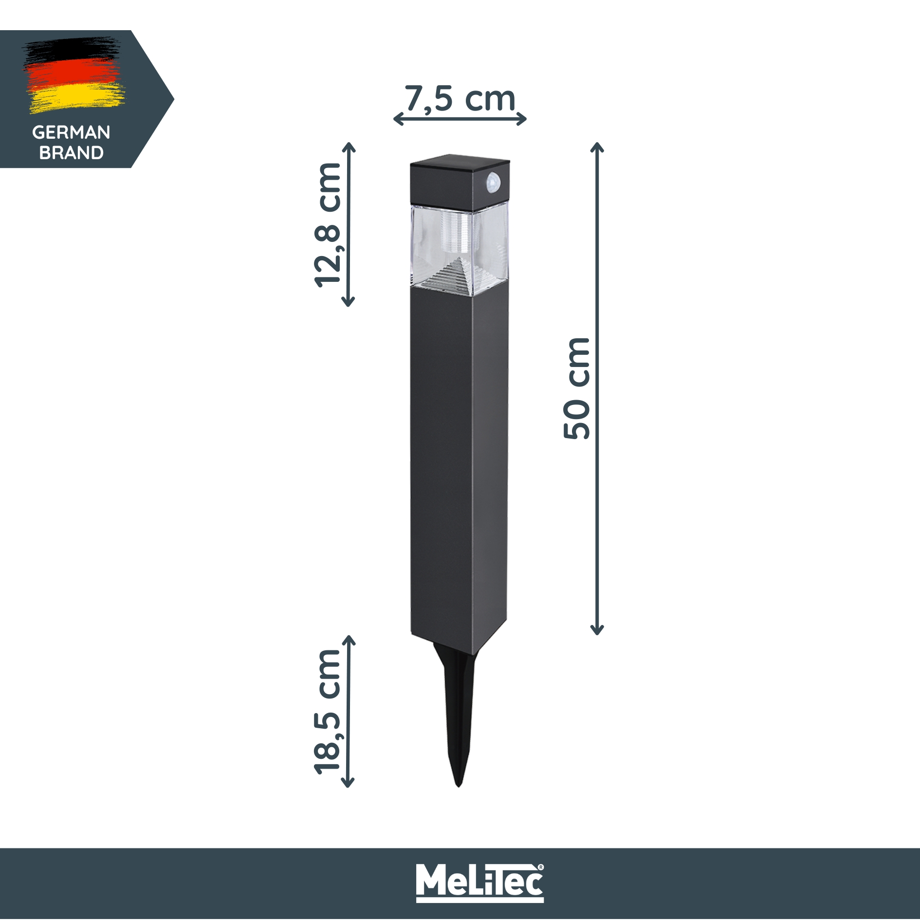 MeLiTec Solar Gartenleuchte SO32-1 eckig mit Bewegungsmelder, Edelstahl anthrazit MeLiTec Solar Gartenleuchte SO32-1 eckig mit Bewegungsmelder, Edelstahl anthrazit