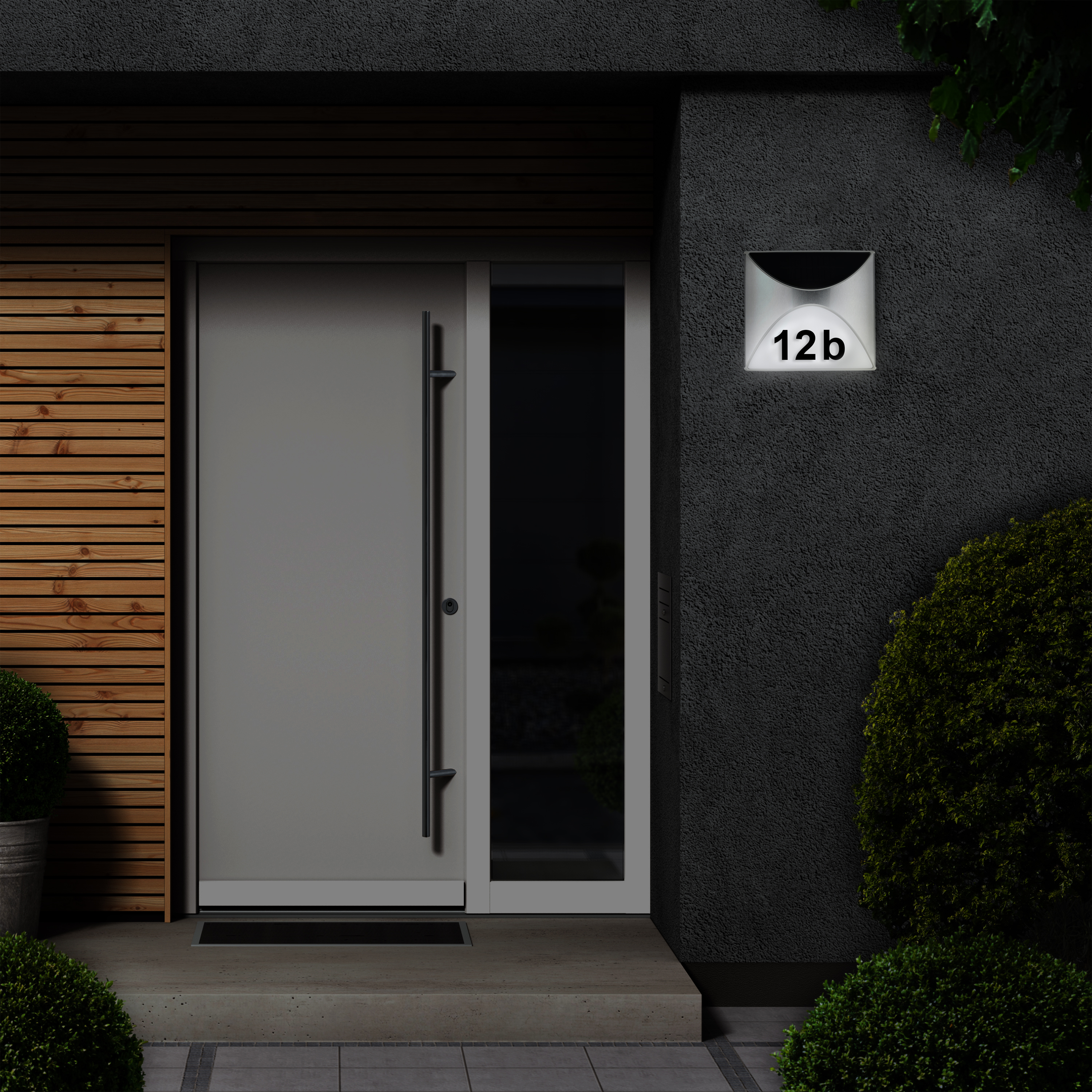 MeLiTec Solar Hausnummer SH04 beleuchtet, Edelstahl Tür,