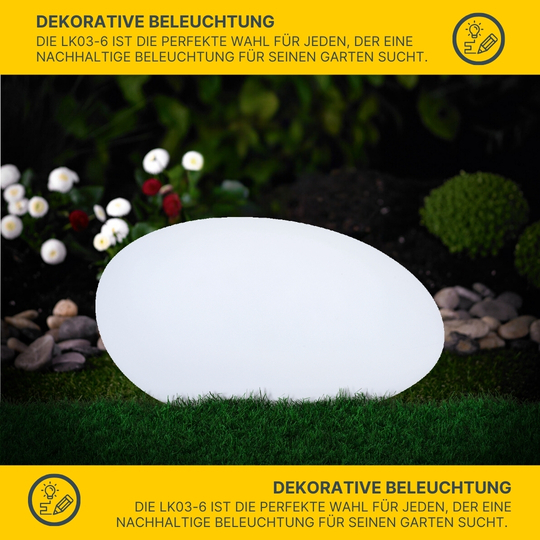 MeLiTec Solarleuchte - mehrfarbige Bodenbeleuchtung für Garten, Balkon & Terrasse - Solar-Bodenleuchte mit Farbwechsel bis 8h Leuchtdauer - Breite 40cm - inkl. Akku - Kunststoff - Stein-Form - LK03-6