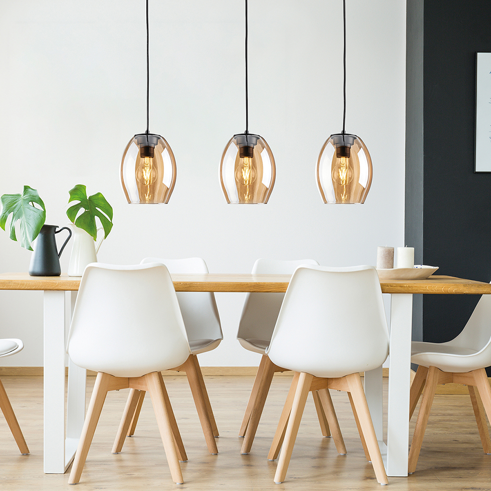 Pendelleuchte DP28 Glas 3flammig Amber B-Ware Pendelleuchte DP28 Glas 3flammig Amber B-Ware