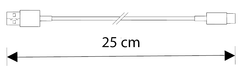 USB-Kabel, 25 cm, USB-A-Stecker, USB-C-Stecker,