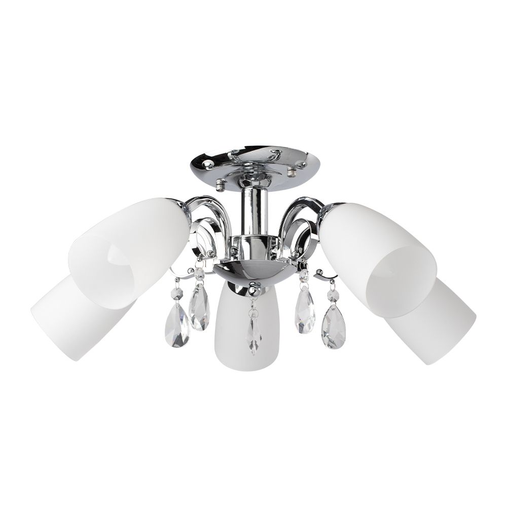 SPOT Light Gero Deckenleuchte 5xE14 Max.40W Chrom / Weiß Gerät, Deckenventilator, Elektrisches Gerät,