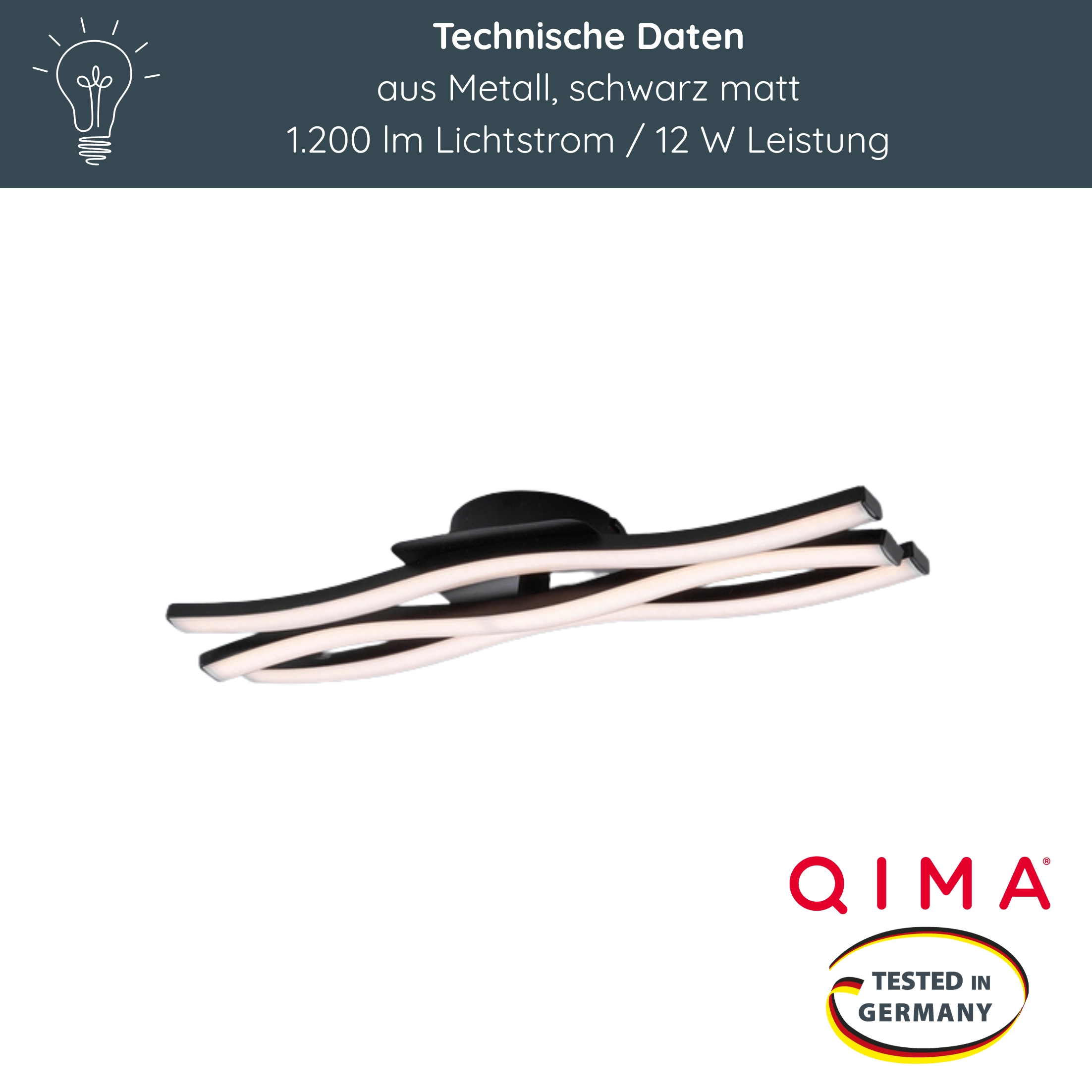 MeLiTec LED-Deckenleuchte D138, moderne Deckenlampe im Wellen-Design, 3-flammig, aus Metall, schwarz matt MeLiTec LED-Deckenleuchte D138, moderne Deckenlampe im Wellen-Design, 3-flammig, aus Metall, schwarz matt