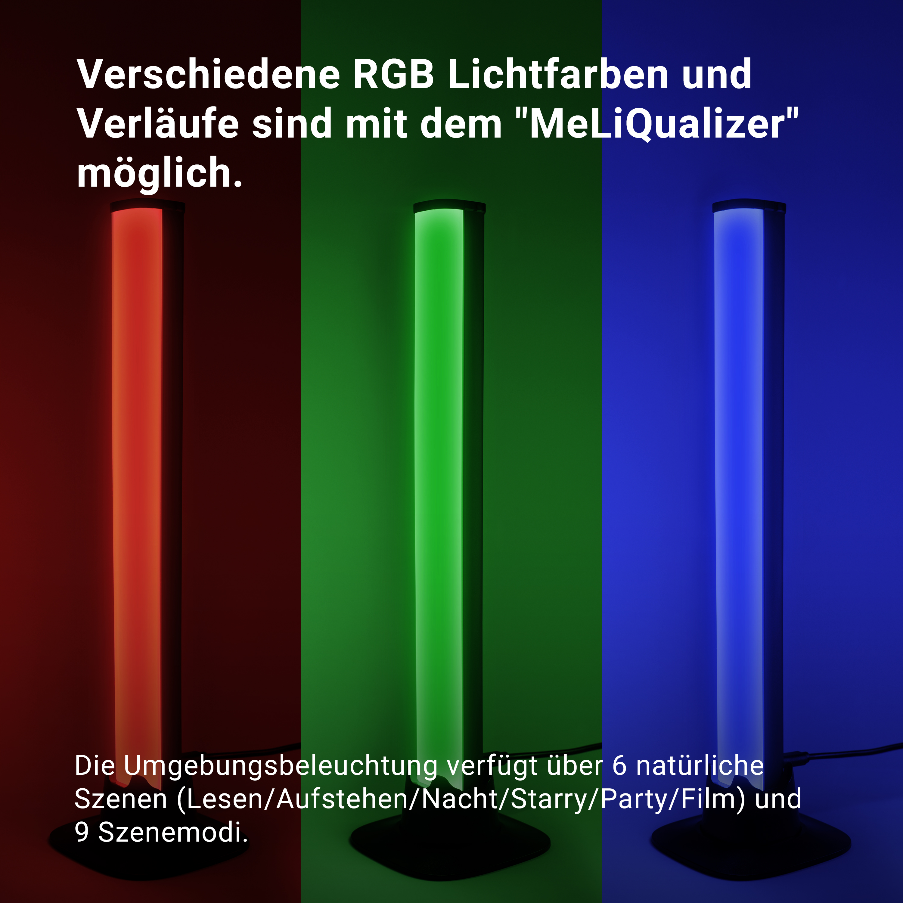 MeLiTec Bluetooth RGB Tischleuchten "MeLiQualizer" 2er Set