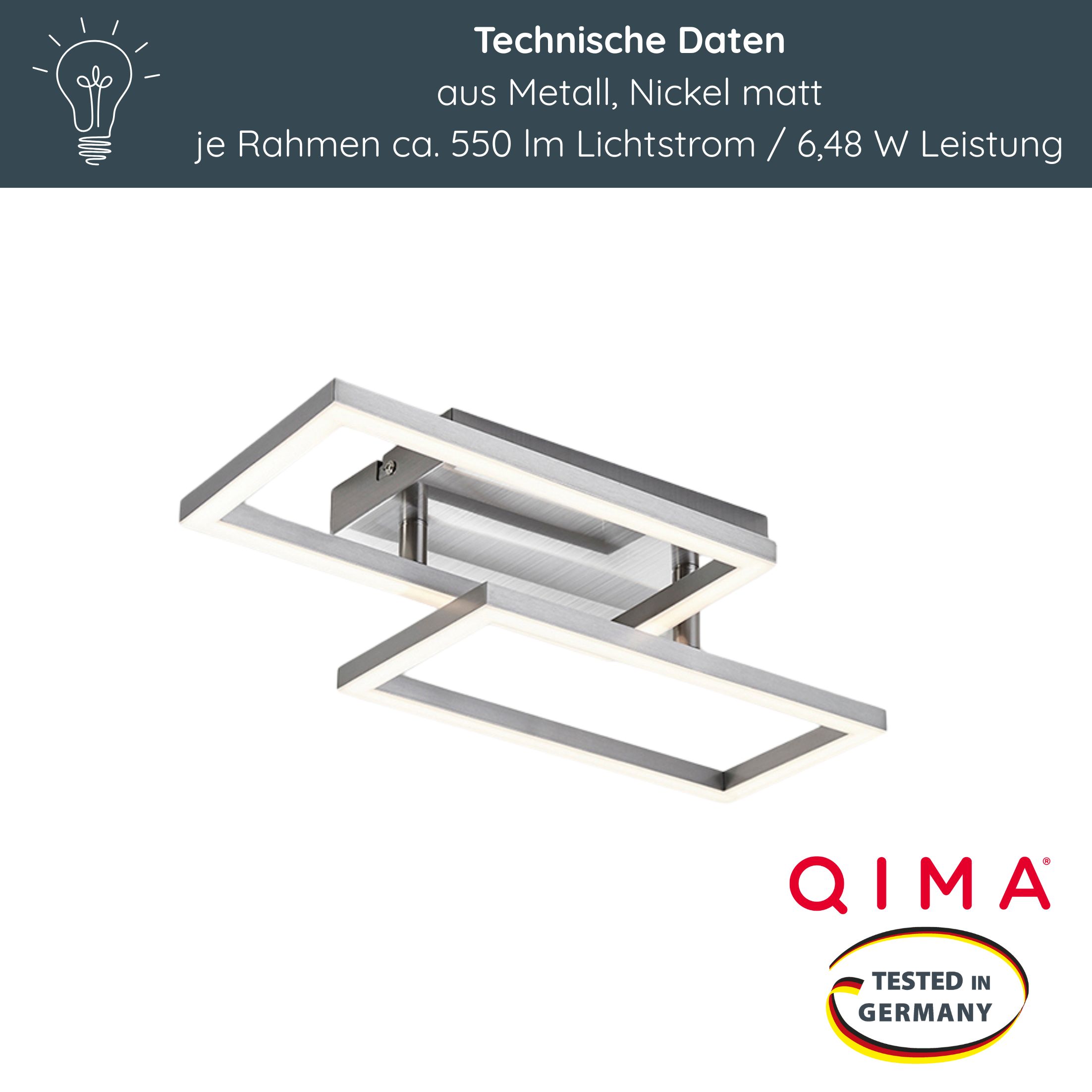MeLiTec LED-Deckenleuchte D127, moderne Deckenlampe, aus Metall, warmweiß, schwenkbare Rahmen Deckenleuchte,