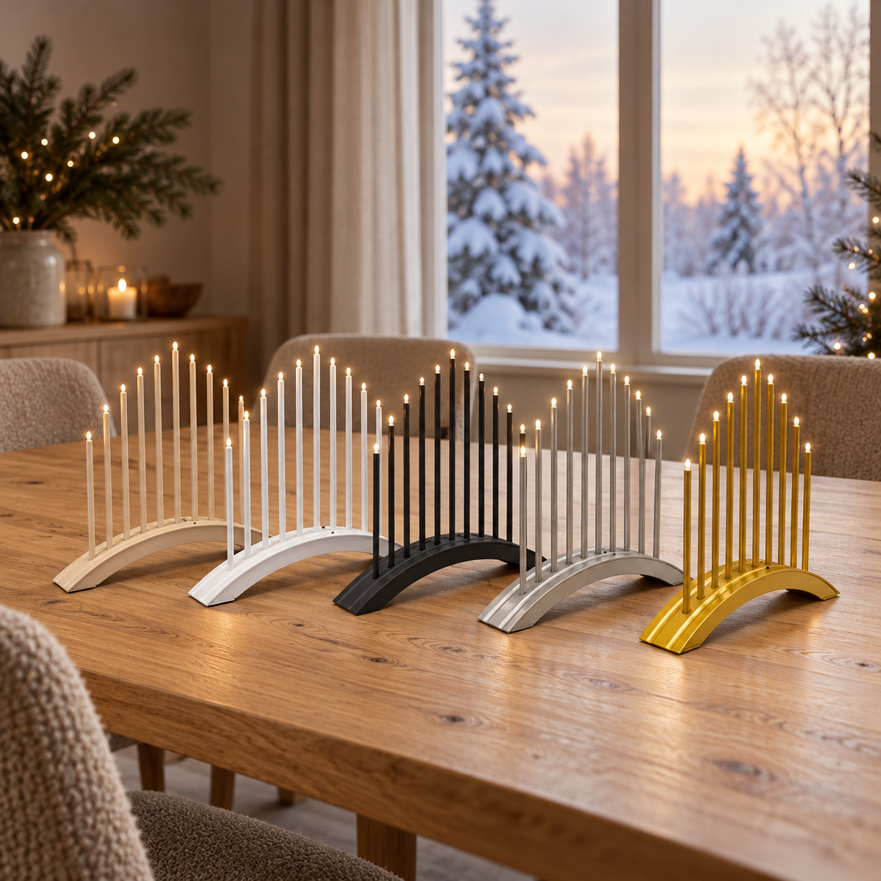Lichterbogen, LED-Kerzen, Weihnachtsdekoration, Metall, Mehrflammig,