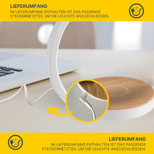 MeLiTec Nachttischleuchte LightBase, Handy kabellos aufladen, weiß